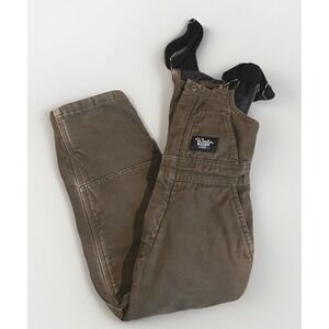 WALLS Blizzard Pruf Insulated Overalls Youth Med 8/10 Cotton Brown Zip Legs